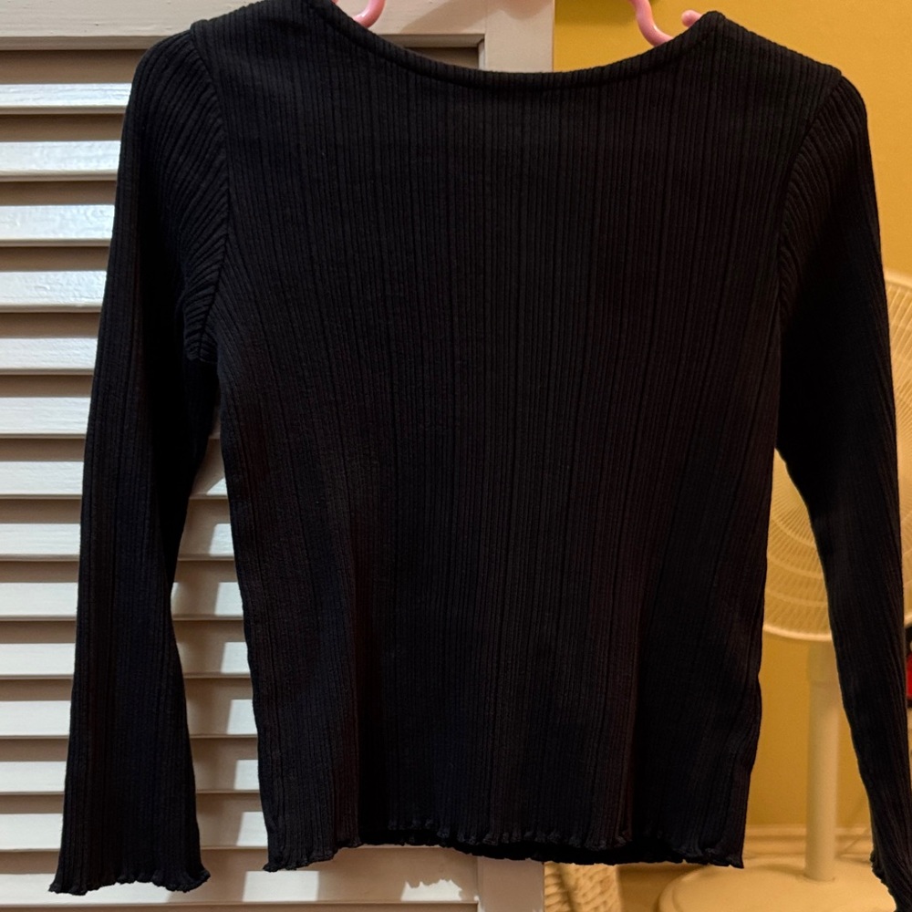 H&M Black Ribbed Long Sleeve Tee